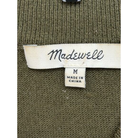 Madewell 100% Merino Wool Sweater Women's Size M Green Lightweight 3/4 Sleeve - Picture 11 of 12